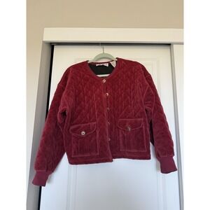 Sonia Rykiel Burgundy Quilted Cropped Cotton‎ Button Jacket Size M Rare